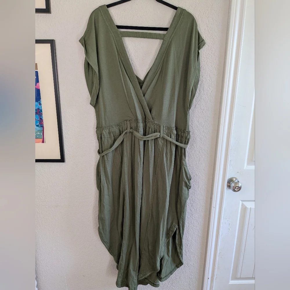 Anthropologie Olive Green Midi Dress TIE MISSING - Picture 2 of 9